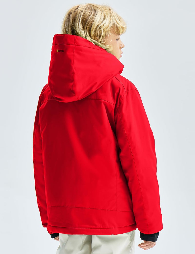 GEMYSE Boy's Waterproof Ski Snow Jacket Hooded Fleece Lined Windproof Winter Jacket (Red,10/12) - Image 3